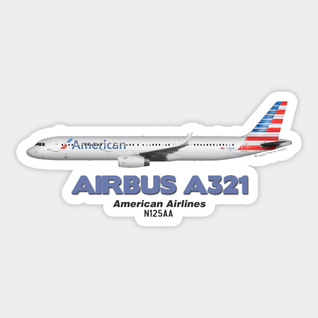 Airbus A321 - American Airlines Sticker by TheArtofFlying